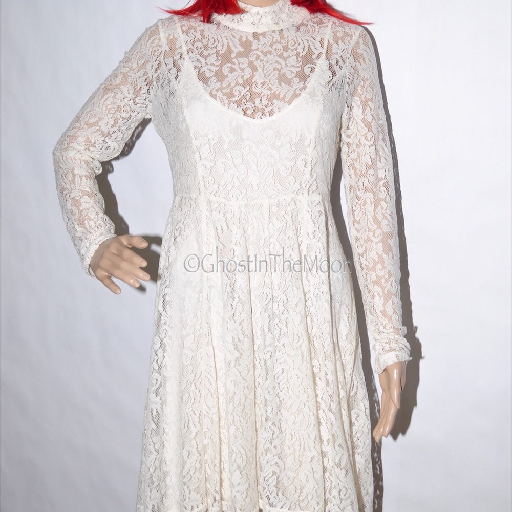 FREE PEOPLE All Lace Dress Ivory S Small Hi Lo